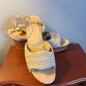 Chinese Laundry Beige Wedge Sandals